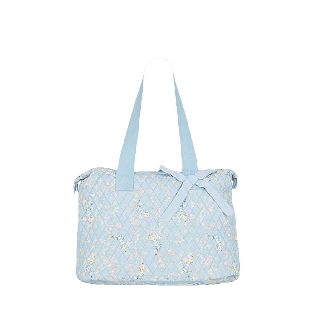 Loveshackfancy Oran Quilted Weekender Bag Blue Floral Dim Star Preppy Cottage